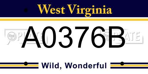 A0376B West Virginia License Plate