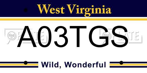 A03TGS West Virginia License Plate