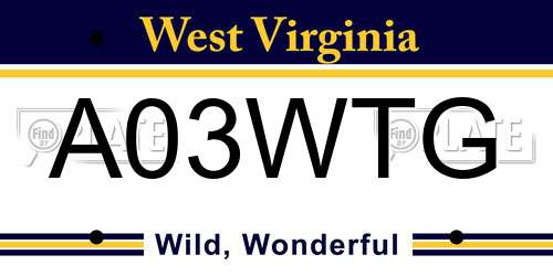A03WTG West Virginia License Plate