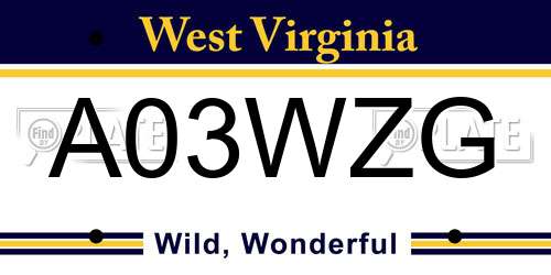 A03WZG West Virginia License Plate