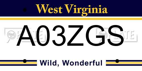 A03ZGS West Virginia License Plate