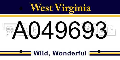 A049693 West Virginia License Plate
