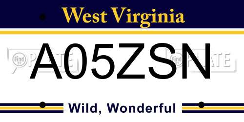 A05ZSN West Virginia License Plate