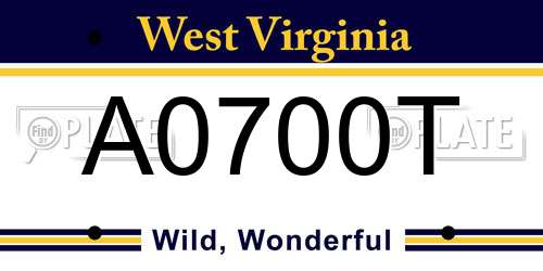 A0700T West Virginia License Plate