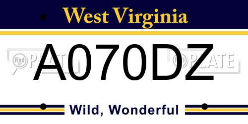 A070DZ West Virginia License Plate