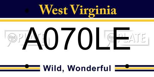 A070LE West Virginia License Plate