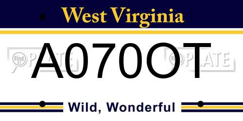 A070OT West Virginia License Plate