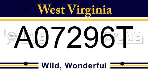A07296T West Virginia License Plate