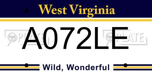 A072LE West Virginia License Plate