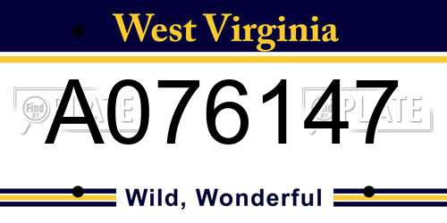 A076147 West Virginia License Plate