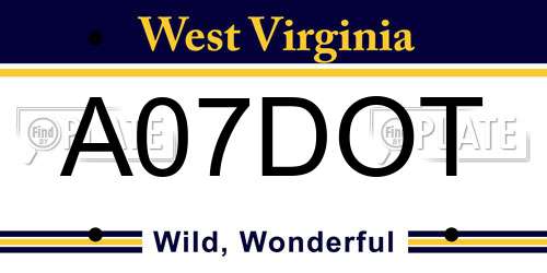A07DOT West Virginia License Plate