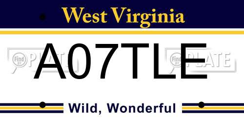 A07TLE West Virginia License Plate