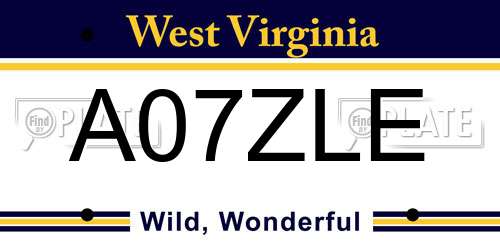 A07ZLE West Virginia License Plate