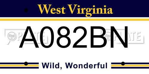 A082BN West Virginia License Plate