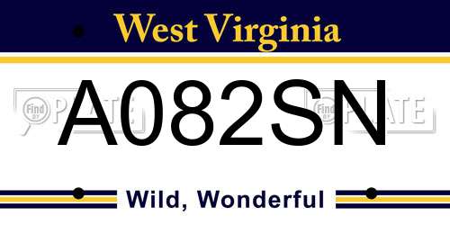 A082SN West Virginia License Plate