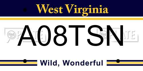 A08TSN West Virginia License Plate
