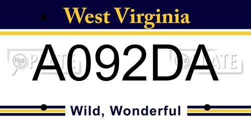 A092DA West Virginia License Plate