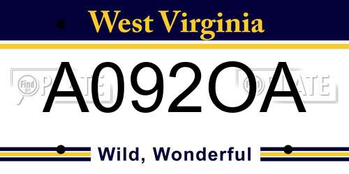 A092OA West Virginia License Plate