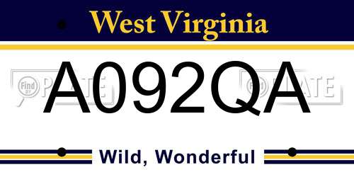 A092QA West Virginia License Plate