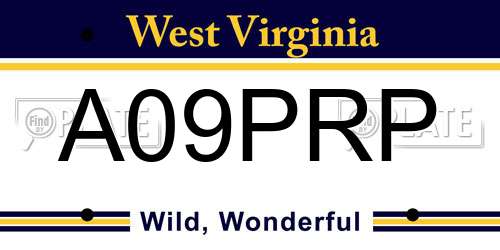 A09PRP West Virginia License Plate