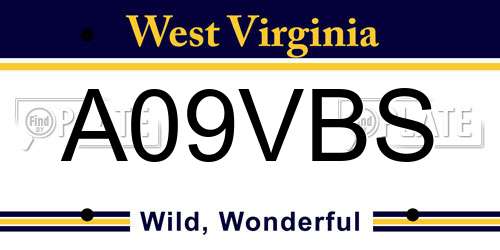 A09VBS West Virginia License Plate
