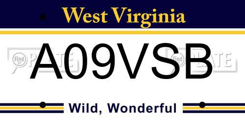 A09VSB West Virginia License Plate