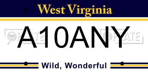 A10ANY West Virginia License Plate