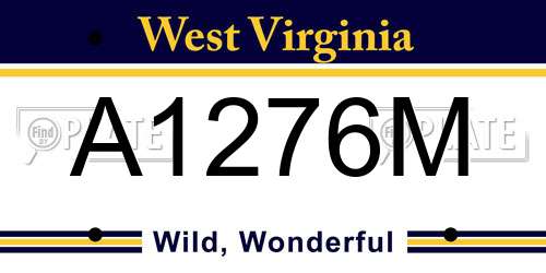 A1276M West Virginia License Plate