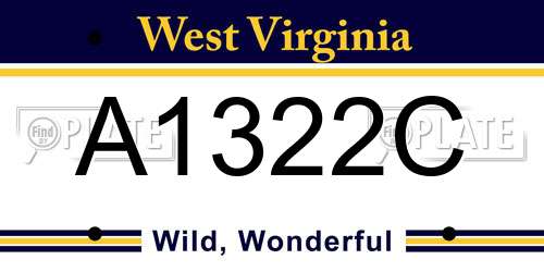 A1322C West Virginia License Plate