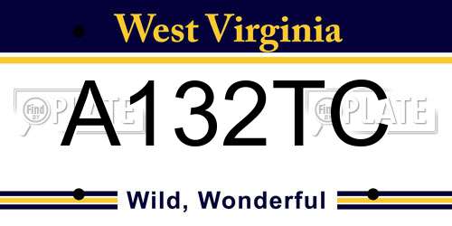 A132TC West Virginia License Plate