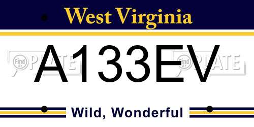 A133EV West Virginia License Plate