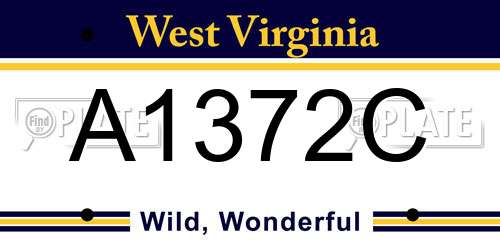 A1372C West Virginia License Plate