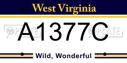 A1377C West Virginia License Plate