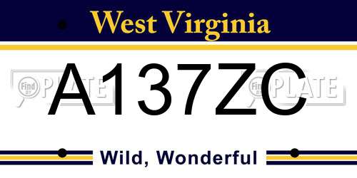 A137ZC West Virginia License Plate