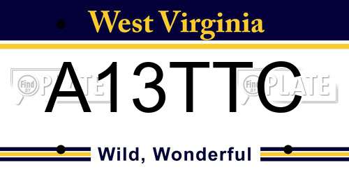 A13TTC West Virginia License Plate
