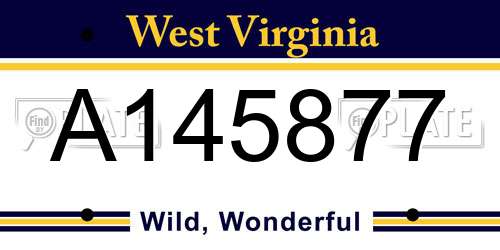 A145877 West Virginia License Plate