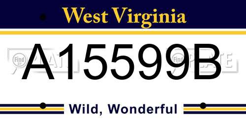 A15599B West Virginia License Plate