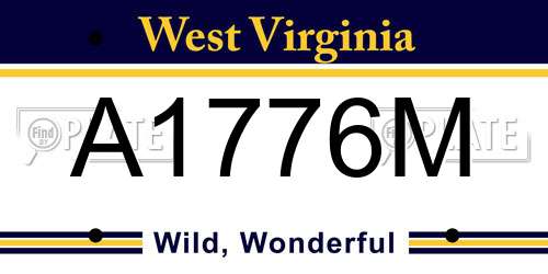 A1776M West Virginia License Plate