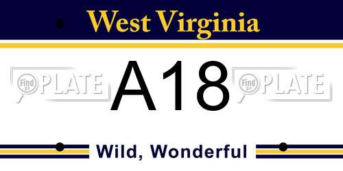 A18 West Virginia License Plate