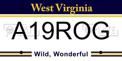 A19ROG West Virginia License Plate