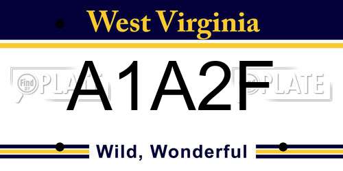 A1A2F West Virginia License Plate