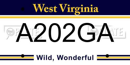 A202GA West Virginia License Plate