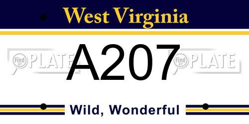 A207 West Virginia License Plate