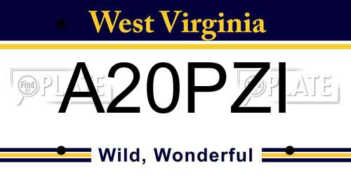 A20PZI West Virginia License Plate