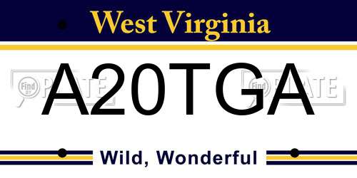 A20TGA West Virginia License Plate