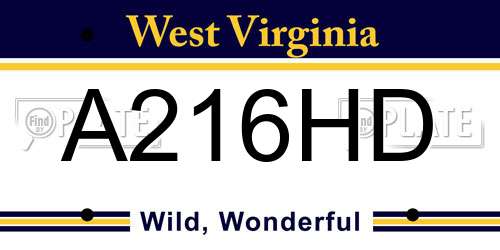 A216HD West Virginia License Plate