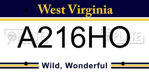 A216HO West Virginia License Plate