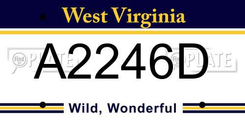 A2246D West Virginia License Plate