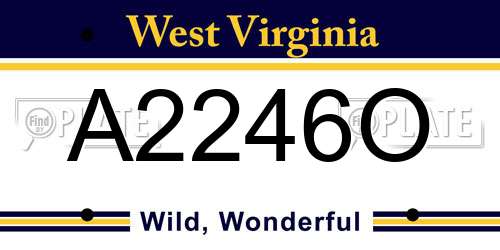 A2246O West Virginia License Plate
