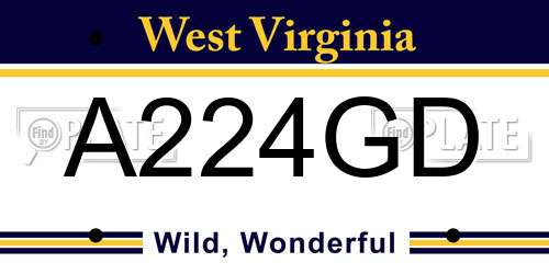 A224GD West Virginia License Plate
